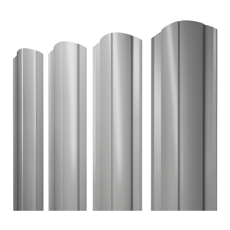 Штакетник Круглый фигурный 0,45 PE RAL 9006 бело-алюминиевый