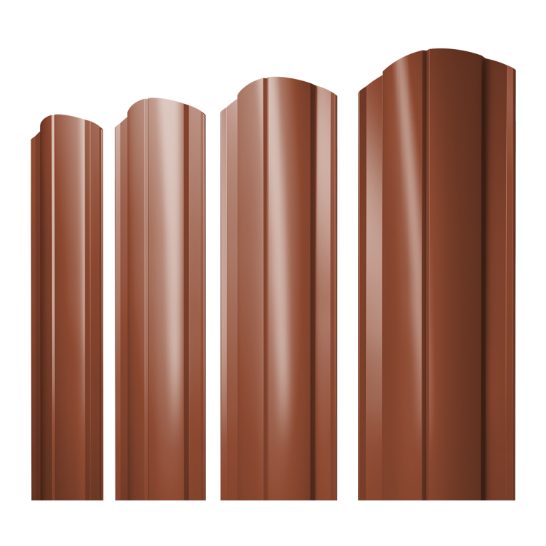 Штакетник Круглый фигурный 0,5 Satin Matt TX RAL 8004 терракота