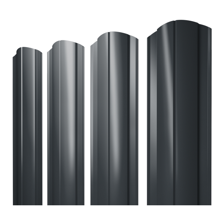 Штакетник Круглый фигурный 0,5 Satin RAL 7016 антрацитово-серый
