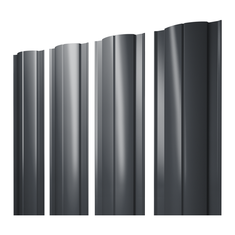 Штакетник Круглый с прямым резом 0,45 Drap-double TX RAL 7024 мокрый асфальт
