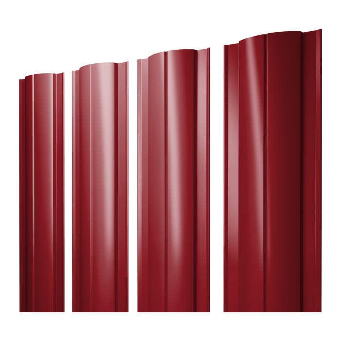 Штакетник Круглый с прямым резом 0,45 PE RAL 3003 рубиново-красный