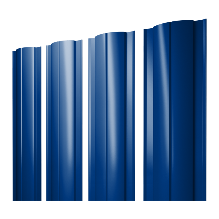 Штакетник Круглый с прямым резом 0,45 PE RAL 5002 ультрамариново-синий