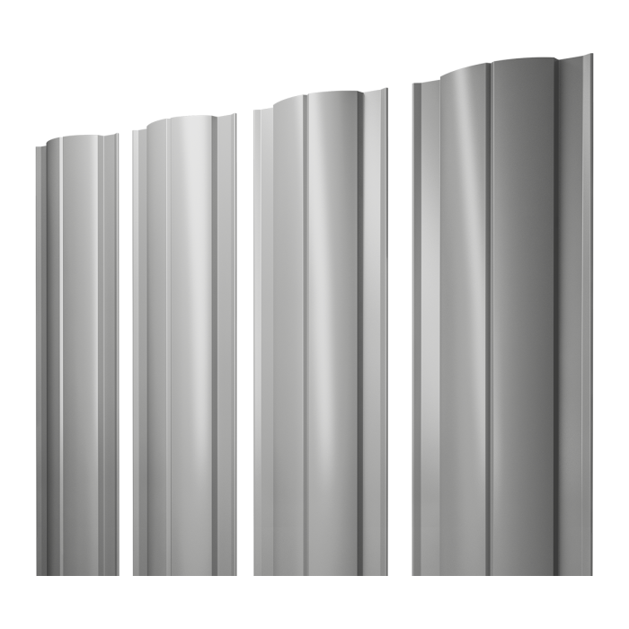Штакетник Круглый с прямым резом 0,45 PE RAL 9006 бело-алюминиевый