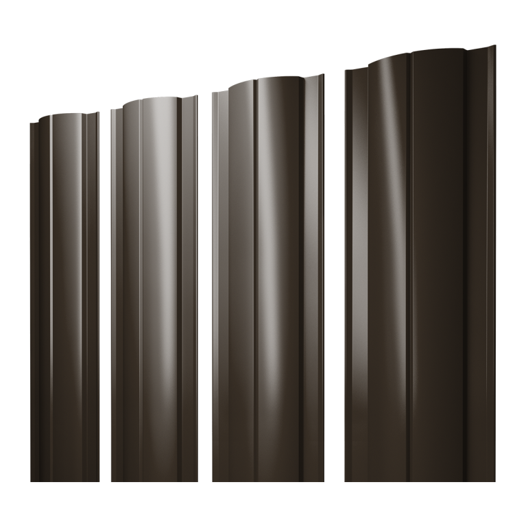 Штакетник Круглый с прямым резом 0,45 PE RR 32 темно-коричневый