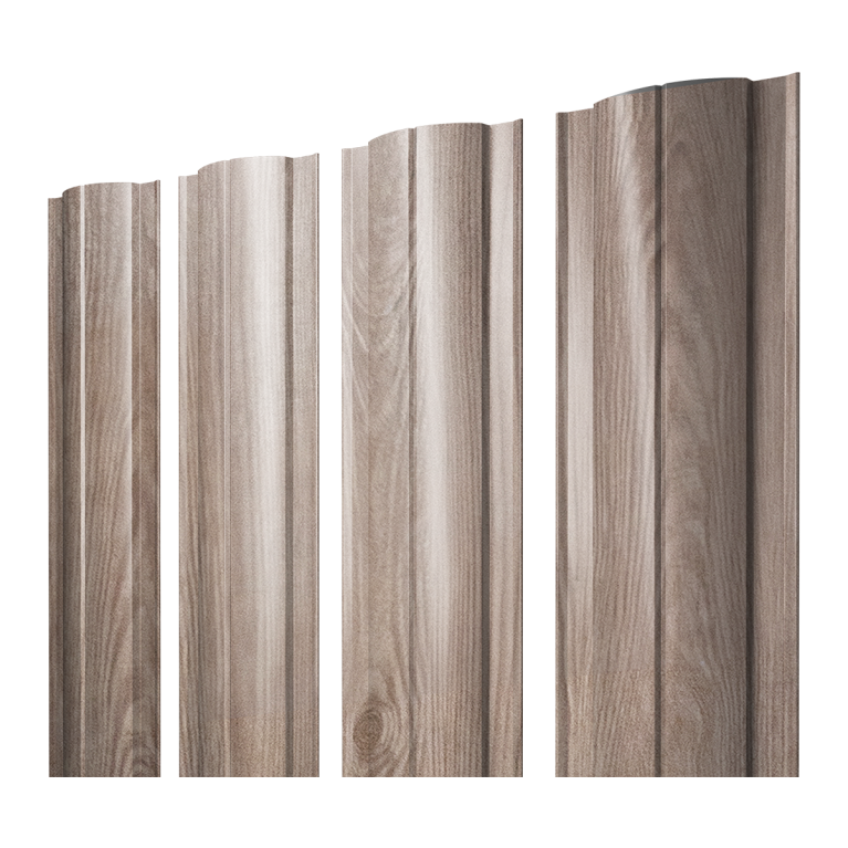 Штакетник Круглый с прямым резом 0,45 Print Elite White Wood TwinColor