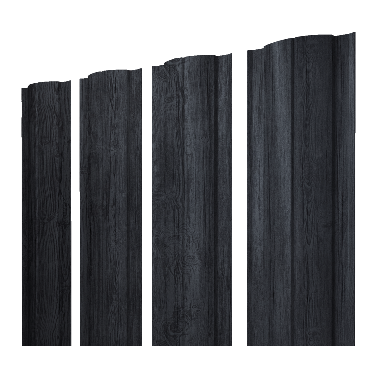 Штакетник Круглый с прямым резом 0,45 Print Premium Grey Wood TwinColor