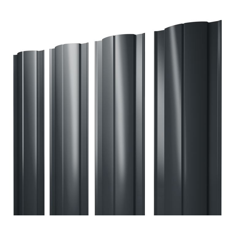 Штакетник Круглый с прямым резом 0,5 Drap RAL 7016 антрацитово-серый
