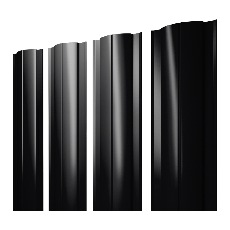 Штакетник Круглый с прямым резом 0,5 PurPro RAL 9005 черный