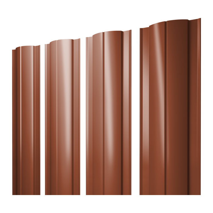 Штакетник Круглый с прямым резом 0,5 Satin Matt RAL 8004 терракота