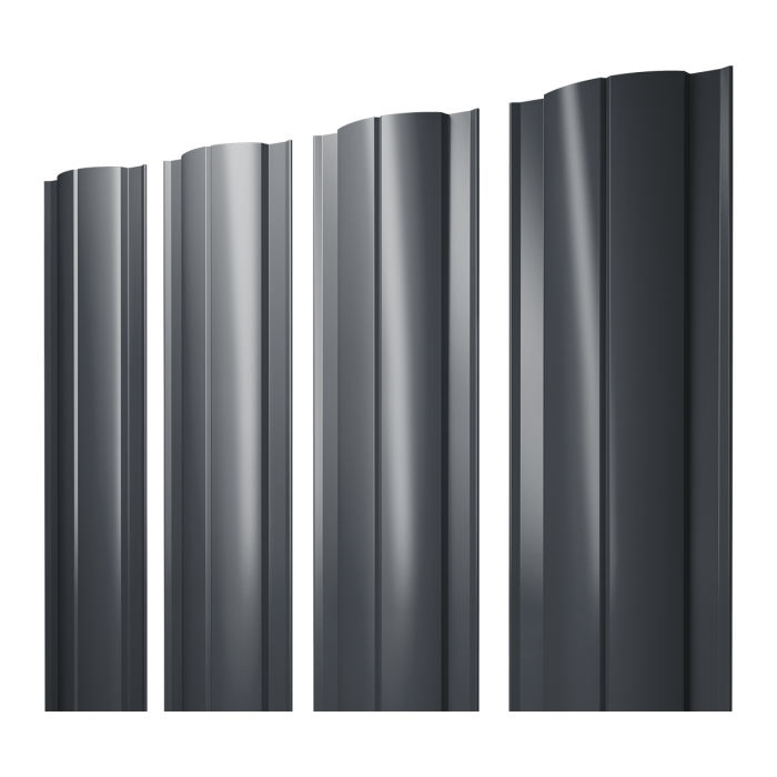 Штакетник Круглый с прямым резом 0,5 Satin Matt TX RAL 7024 мокрый асфальт