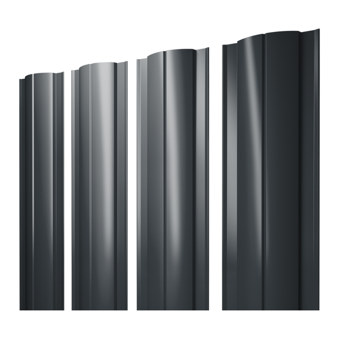 Штакетник Круглый с прямым резом 0,5 Satin RAL 7016 антрацитово-серый