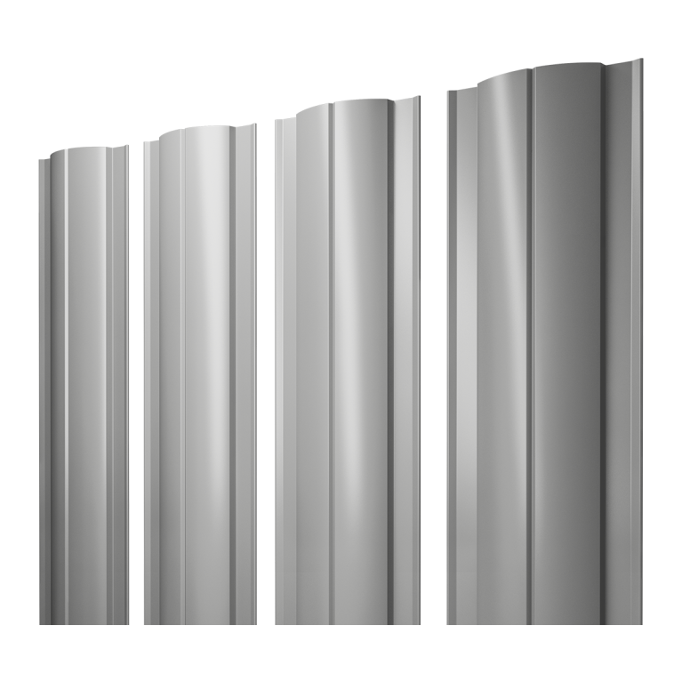 Штакетник Круглый с прямым резом 0,5 Satin RAL 9006 бело-алюминиевый