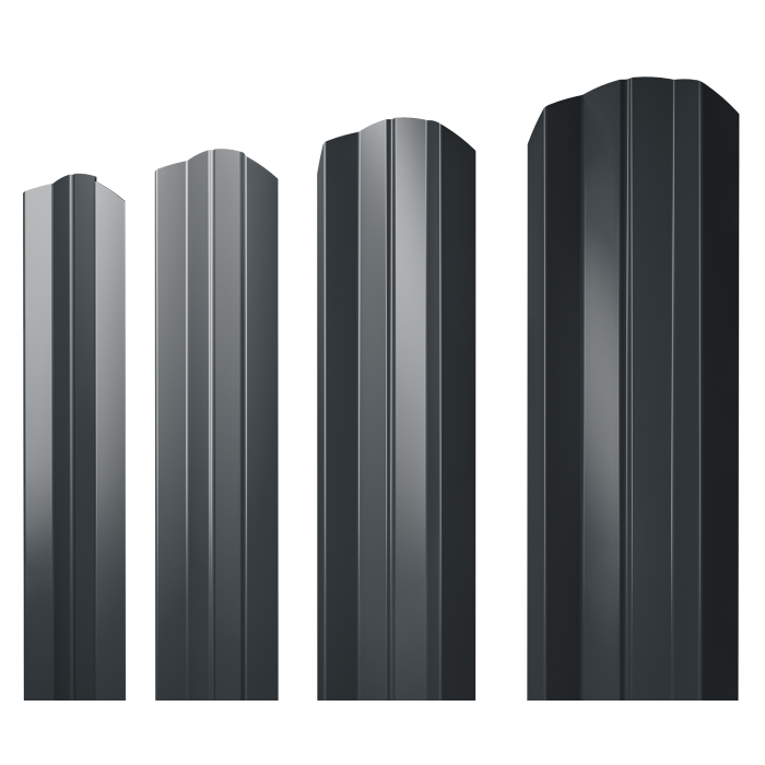 Штакетник М-образный А фигурный 0,45 Drap TX RAL 7016 антрацитово-серый