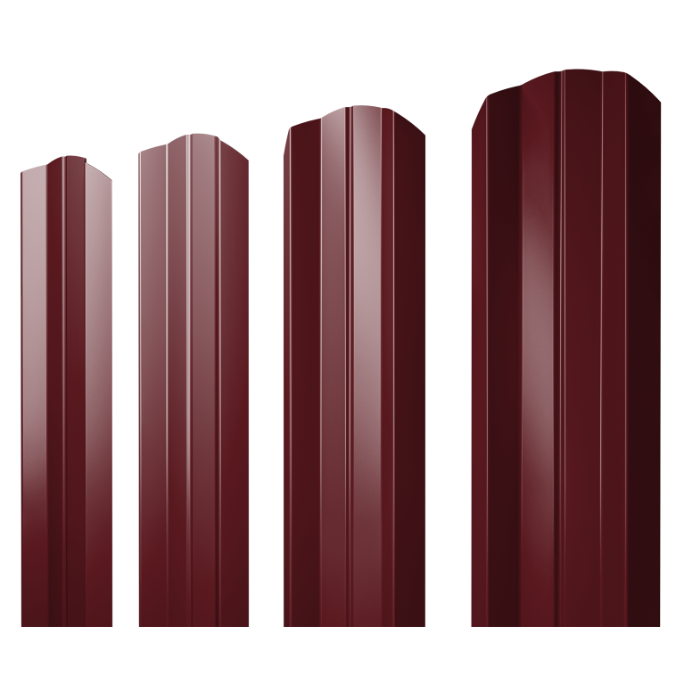Штакетник М-образный А фигурный 0,45 PE RAL 3005 красное вино