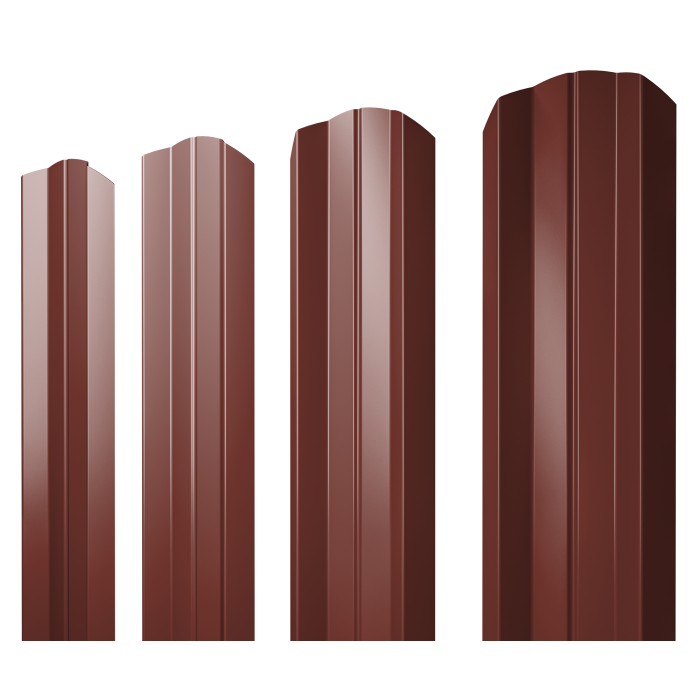 Штакетник М-образный А фигурный 0,45 PE RAL 3009 оксидно-красный