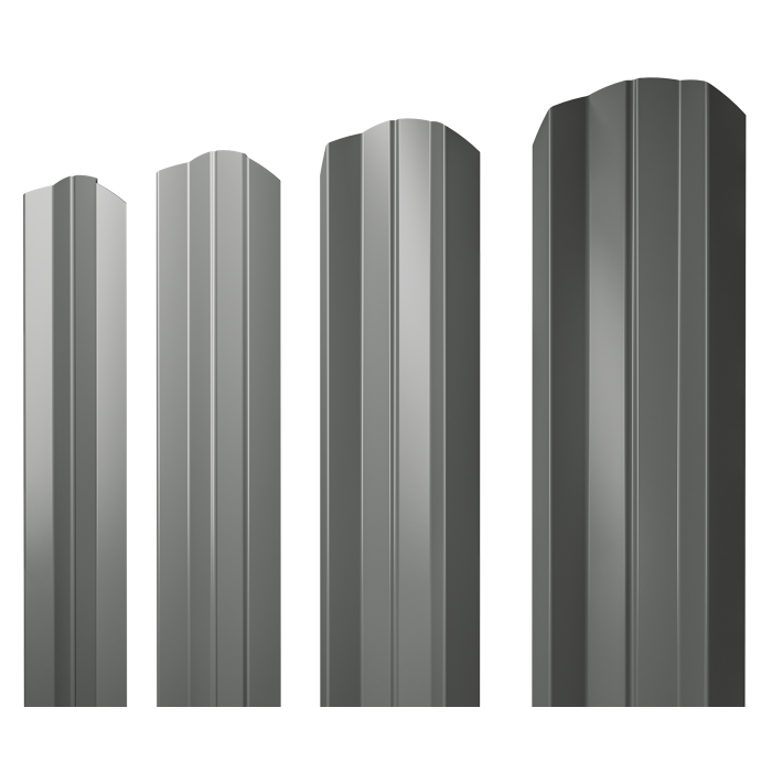 Штакетник М-образный А фигурный 0,45 PE RAL 7005 мышино-серый