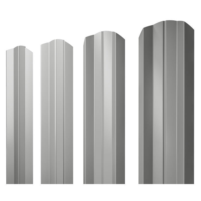 Штакетник М-образный А фигурный 0,45 PE RAL 9006 бело-алюминиевый