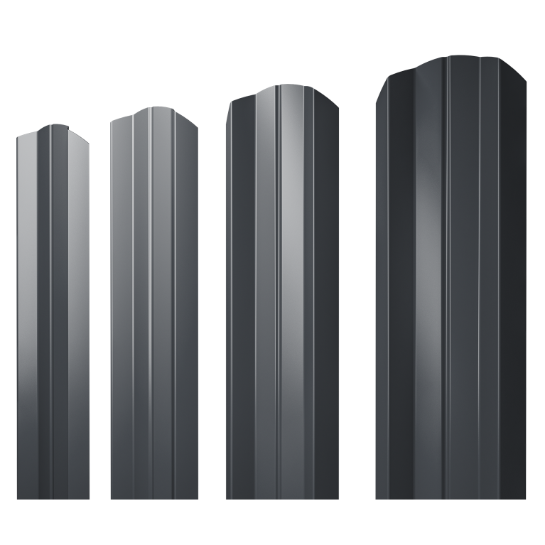 Штакетник М-образный А фигурный 0,5 PE RAL 7024 мокрый асфальт