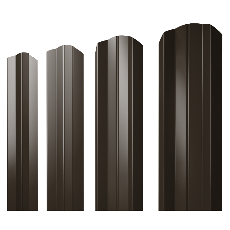 Штакетник М-образный А фигурный 0,5 Rooftop Бархат RR 32 темно-коричневый