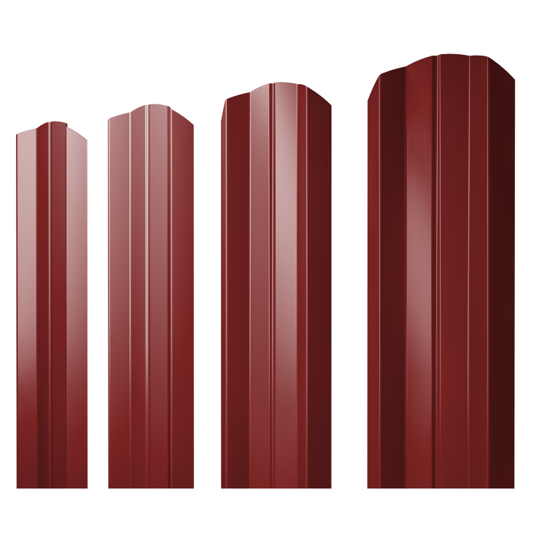 Штакетник М-образный А фигурный 0,5 Satin RAL 3011 коричнево-красный