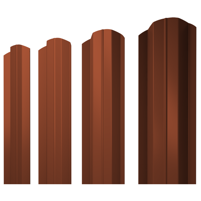 Штакетник М-образный В фигурный 0,5 Satin RAL 8004 терракота