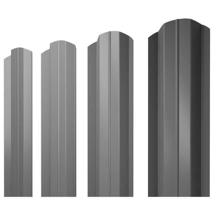 Штакетник М-образный В фигурный 0,5 Satin RAL 9006 бело-алюминиевый