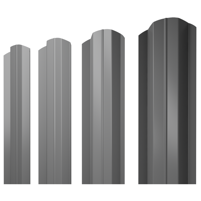 Штакетник М-образный В фигурный 0,5 Satin RAL 9006 бело-алюминиевый