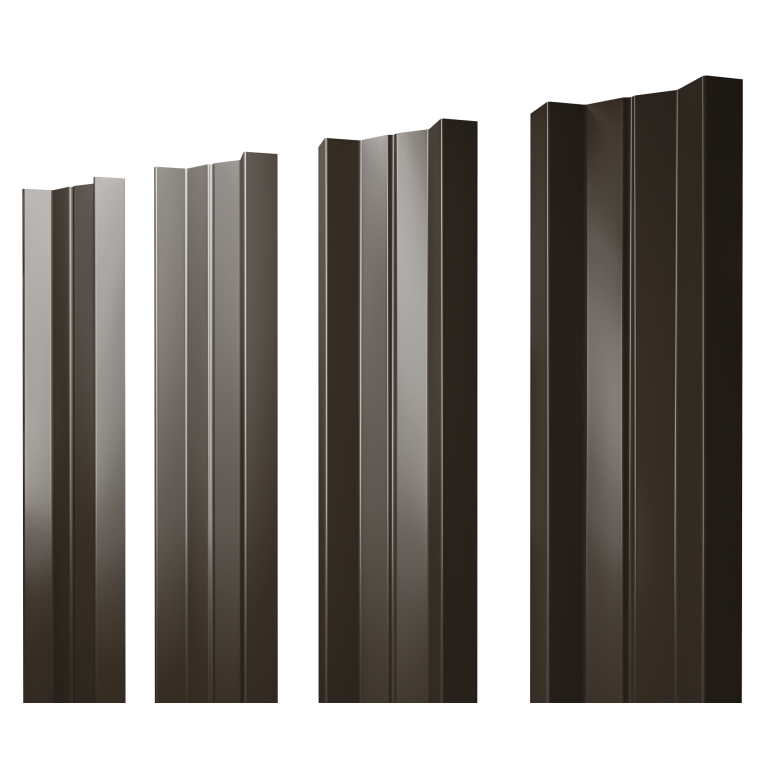 Штакетник М-образный А с прямым резом 0,4 PE-Double RR 32 темно-коричневый