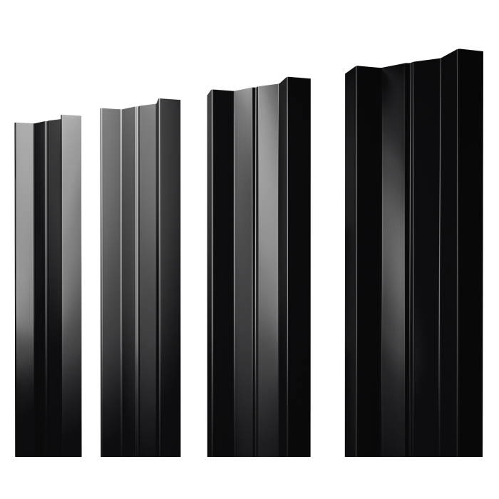 Штакетник М-образный А с прямым резом 0,45 Drap-double TX RAL 9005 черный