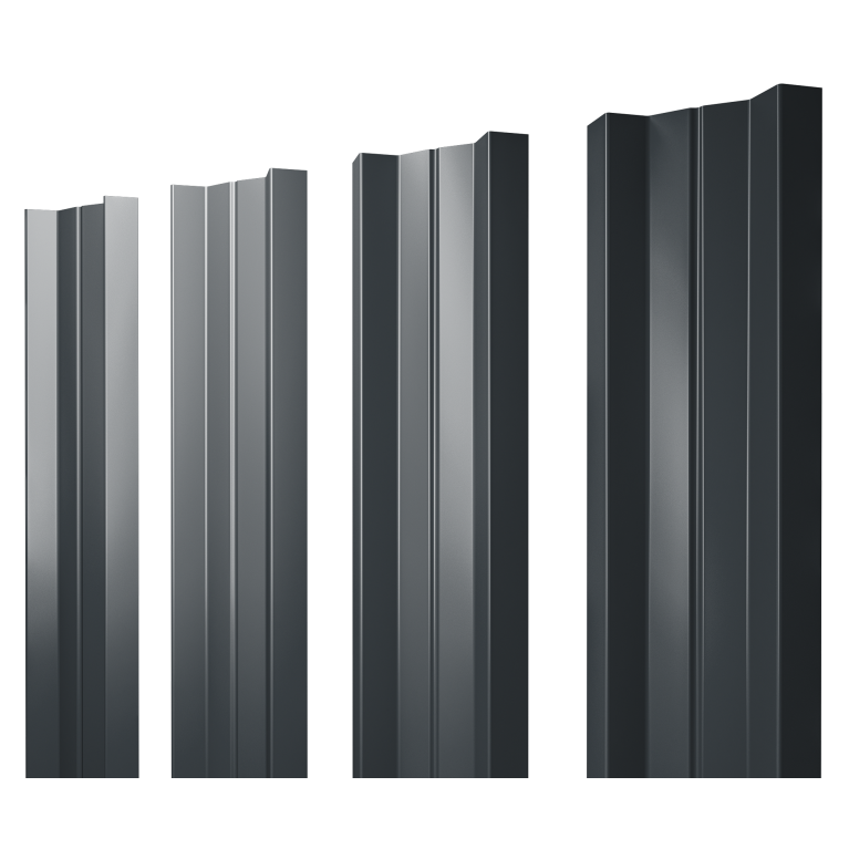 Штакетник М-образный А с прямым резом 0,45 Drap TX RAL 7016 антрацитово-серый