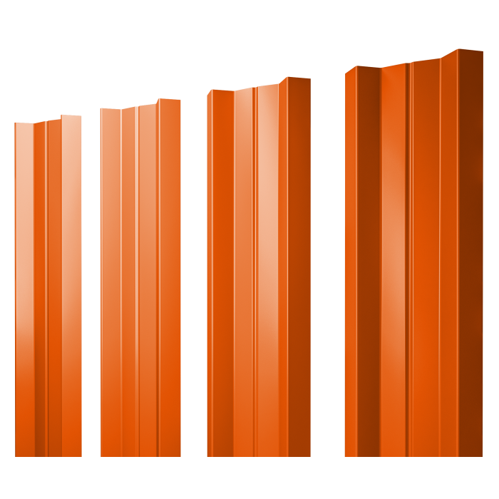 Штакетник М-образный А с прямым резом 0,45 PE RAL 2004 оранжевый