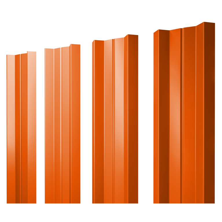 Штакетник М-образный А с прямым резом 0,45 PE RAL 2004 оранжевый