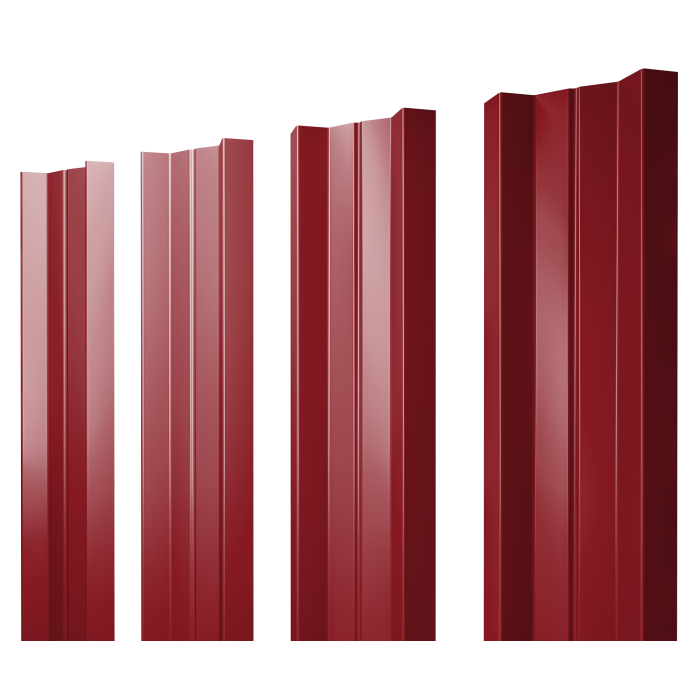 Штакетник М-образный А с прямым резом 0,45 PE RAL 3003 рубиново-красный