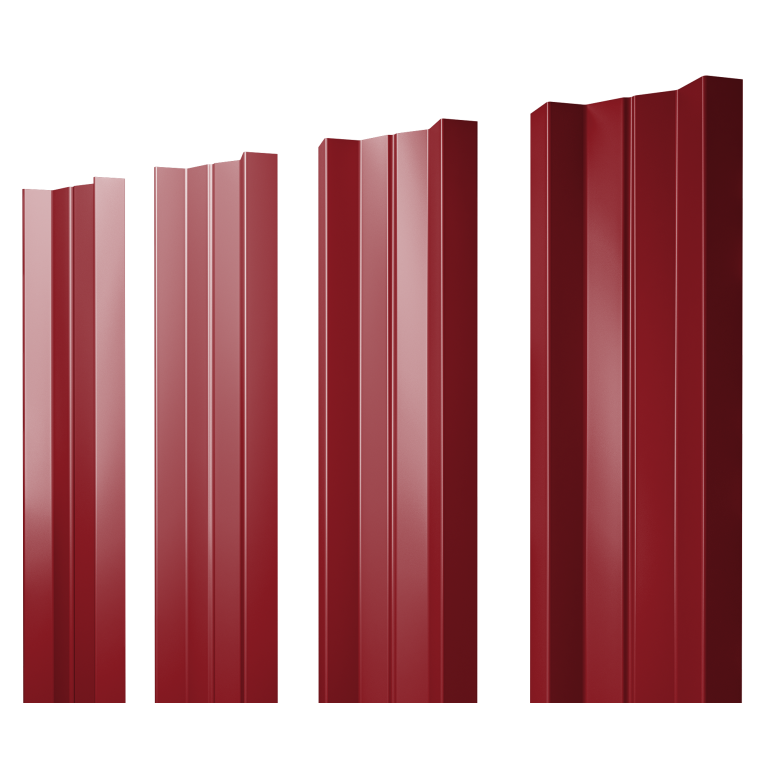 Штакетник М-образный А с прямым резом 0,45 PE RAL 3003 рубиново-красный