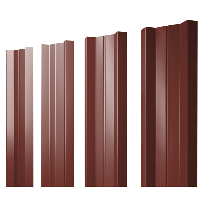 Штакетник М-образный А с прямым резом 0,45 PE RAL 3009 оксидно-красный