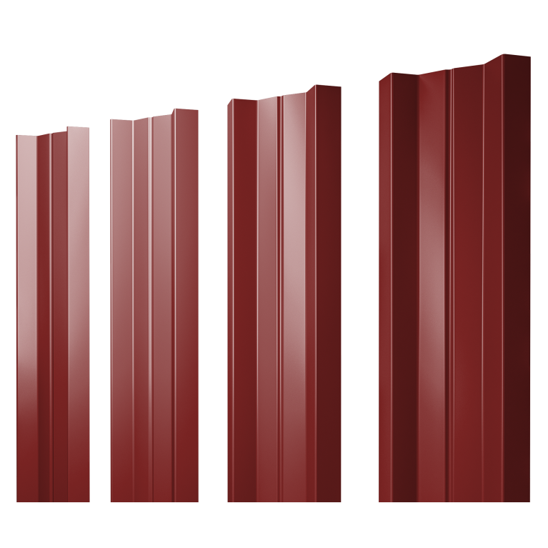 Штакетник М-образный А с прямым резом 0,45 PE RAL 3011 коричнево-красный