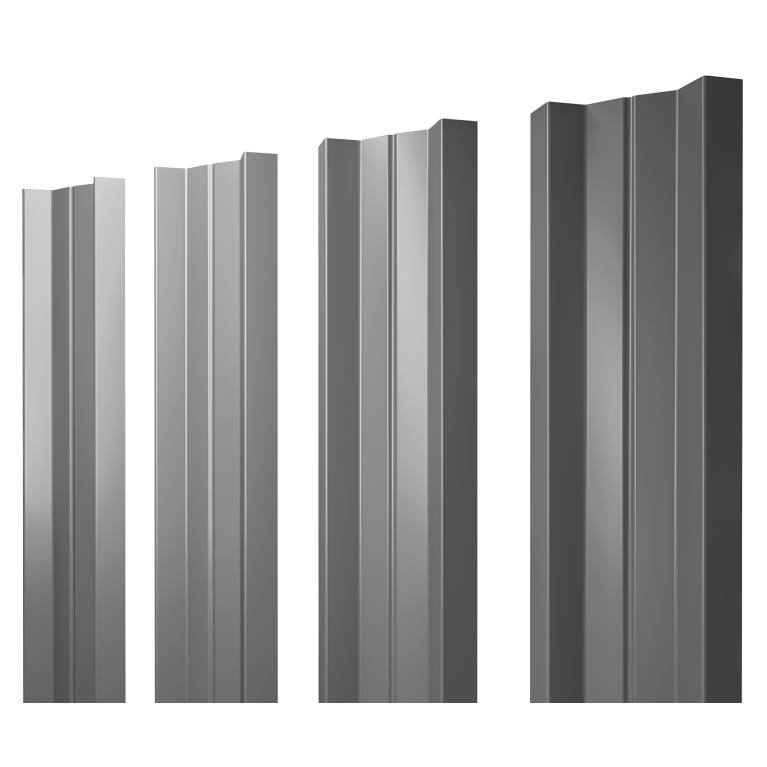 Штакетник М-образный А с прямым резом 0,45 PE RAL 7005 мышино-серый