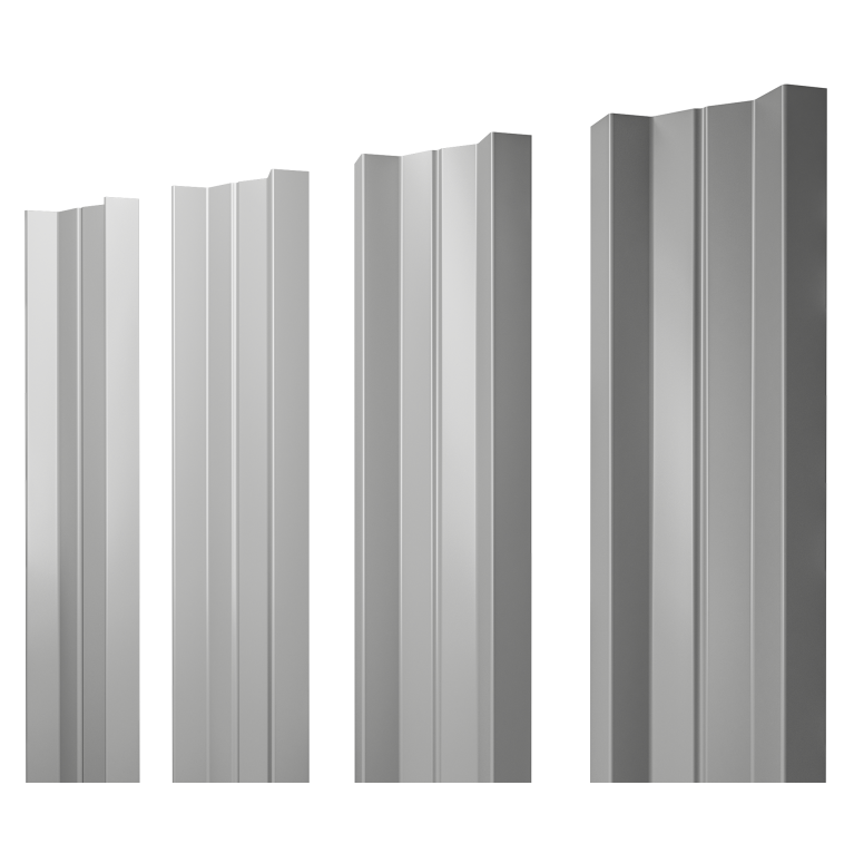 Штакетник М-образный А с прямым резом 0,45 PE RAL 9006 бело-алюминиевый