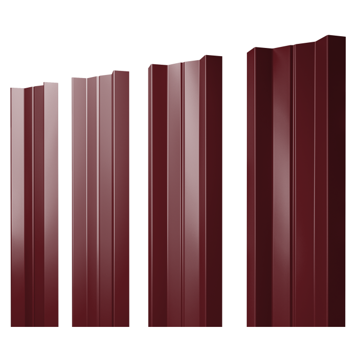 Штакетник М-образный А с прямым резом 0,5 Satin Matt RAL 3005 красное вино