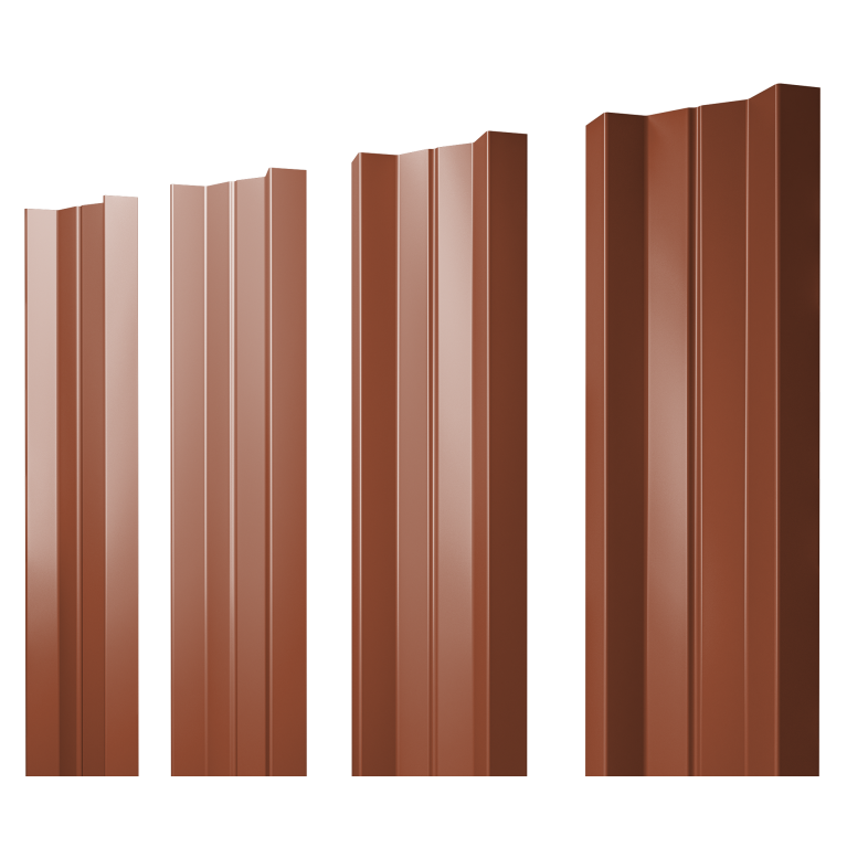 Штакетник М-образный А с прямым резом 0,5 Satin Matt RAL 8004 терракота