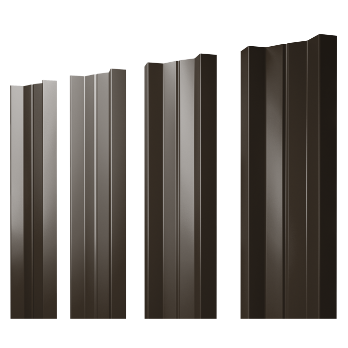Штакетник М-образный А с прямым резом 0,5 Satin Matt RR 32 темно-коричневый