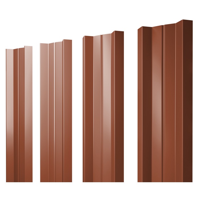 Штакетник М-образный А с прямым резом 0,5 Satin Matt TX RAL 8004 терракота
