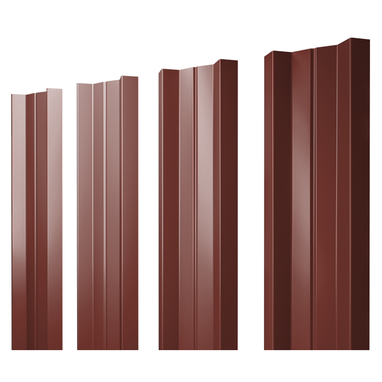 Штакетник М-образный А с прямым резом 0,5 Satin RAL 3009 оксидно-красный