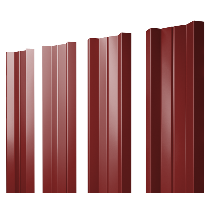 Штакетник М-образный А с прямым резом 0,5 Satin RAL 3011 коричнево-красный