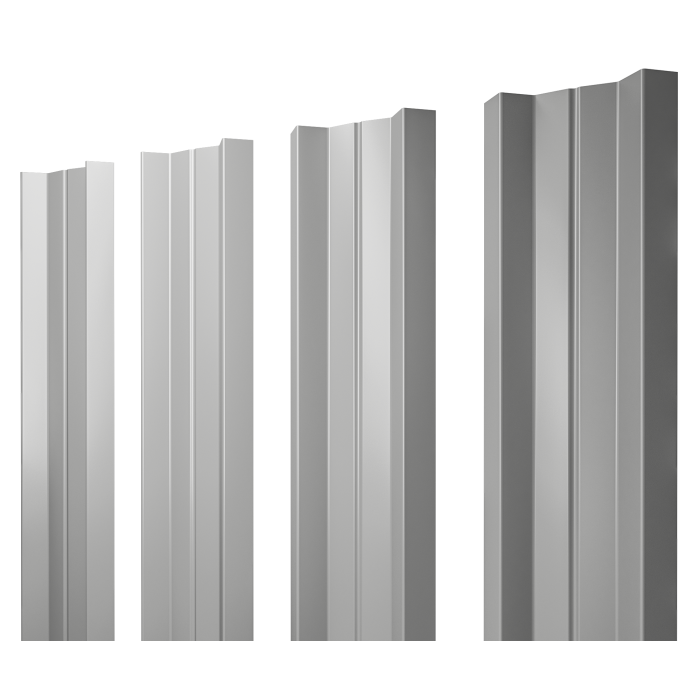 Штакетник М-образный А с прямым резом 0,5 Satin RAL 9006 бело-алюминиевый