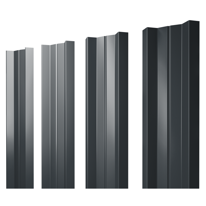 Штакетник М-образный А с прямым резом 0,5 Velur X RAL 7016 антрацитово-серый
