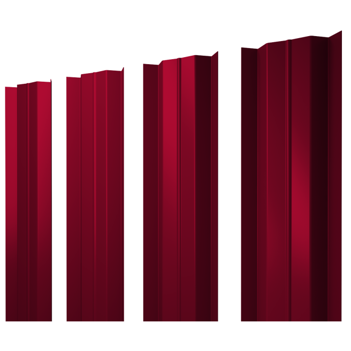 Штакетник М-образный В с прямым резом 0,45 PE RAL 3003 рубиново-красный