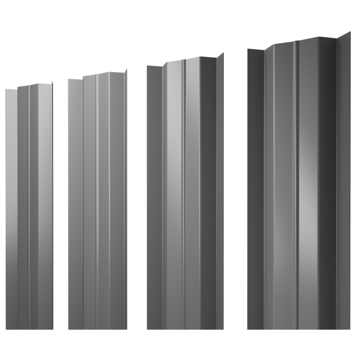 Штакетник М-образный В с прямым резом 0,45 PE RAL 9006 бело-алюминиевый