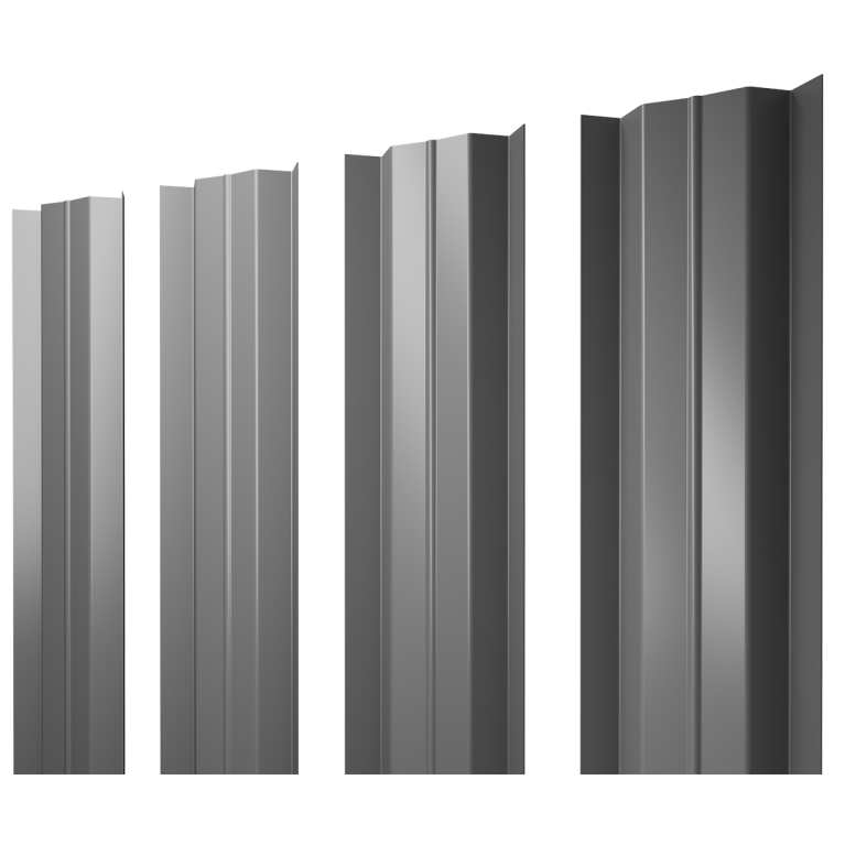 Штакетник М-образный В с прямым резом 0,45 PE RAL 9006 бело-алюминиевый