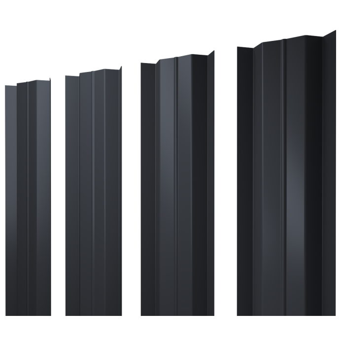 Штакетник М-образный В с прямым резом 0,5 PE RAL 7024 мокрый асфальт